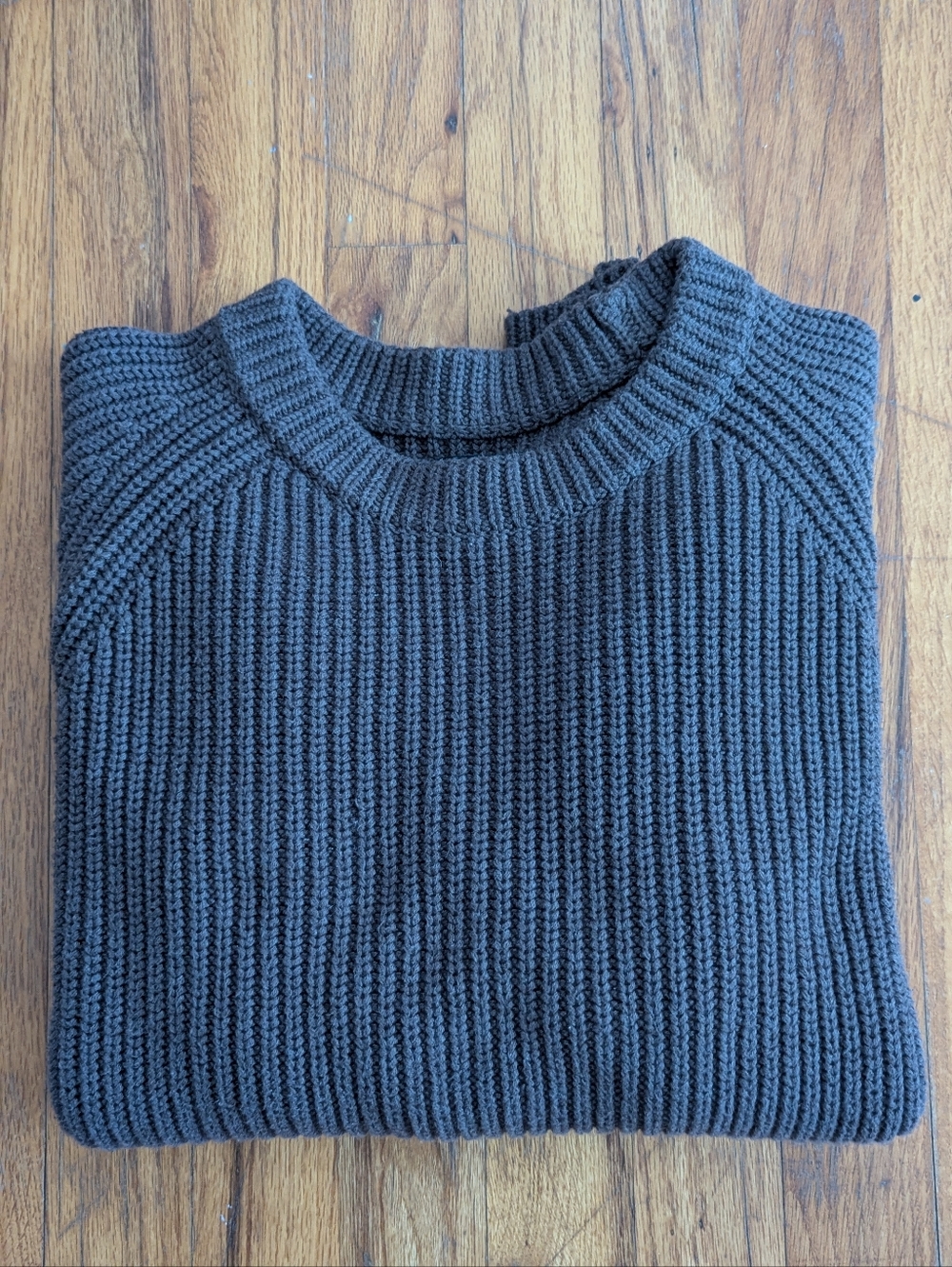 Quince 100% Organic Cotton Fisherman Crew Sweater Heather Brown Medium - Picture 13 of 13